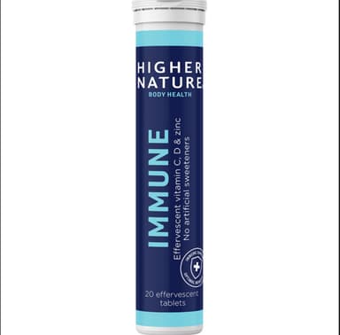 Higher Nature Immune Effervescent Vitamin C, D and Zinc, 20's