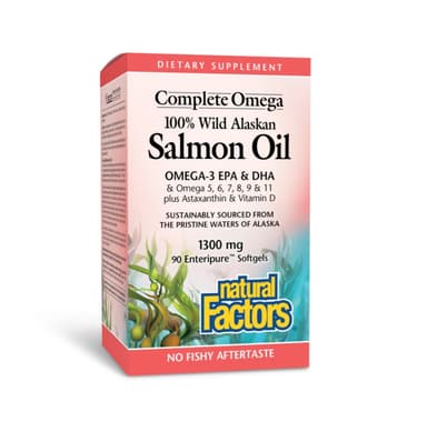 Natural Factors Complete Omega Wild Alaskan Salmon Oil 1300mg, 90's